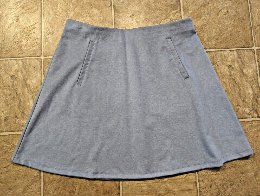 LOFT sz M A-line Mini Skirt powder blue pull on soft material 3978